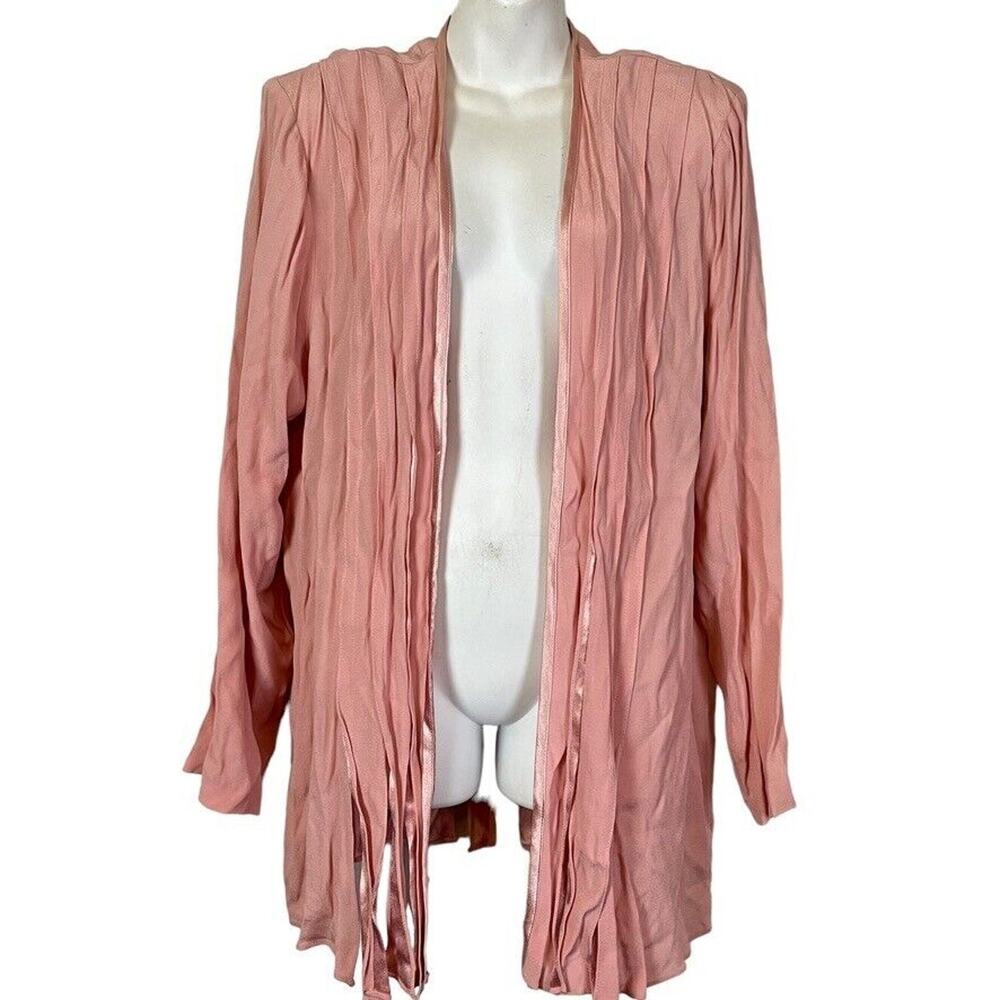 IC Collection by Connie Vintage Womens USA Made Pink Pleated Jacket Fringe sz XL